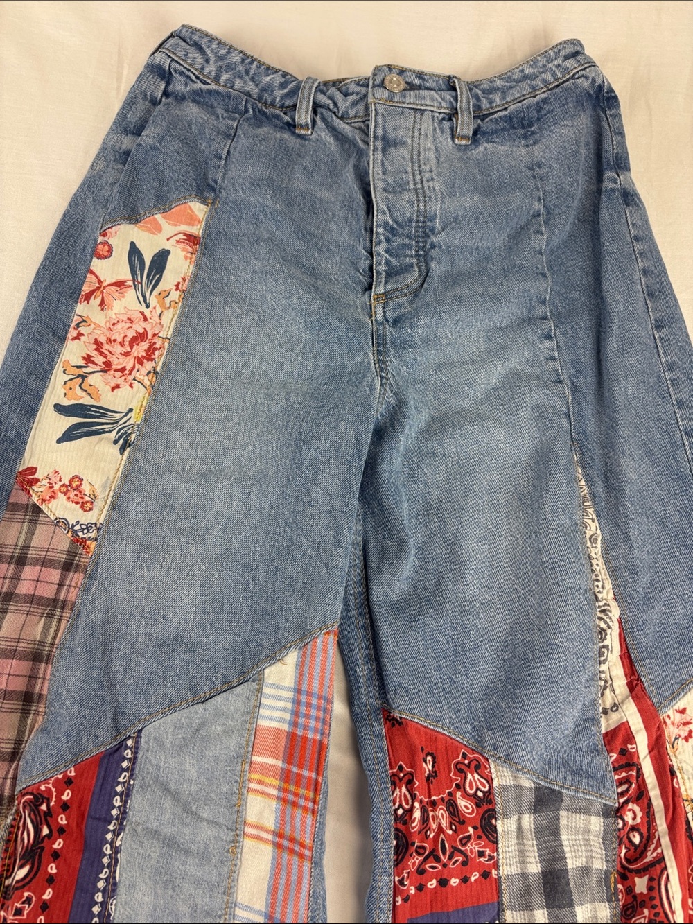 We The Free Cortez Pieced Jeans Quilted Patchwork size 30 - Picture 6 of 10
